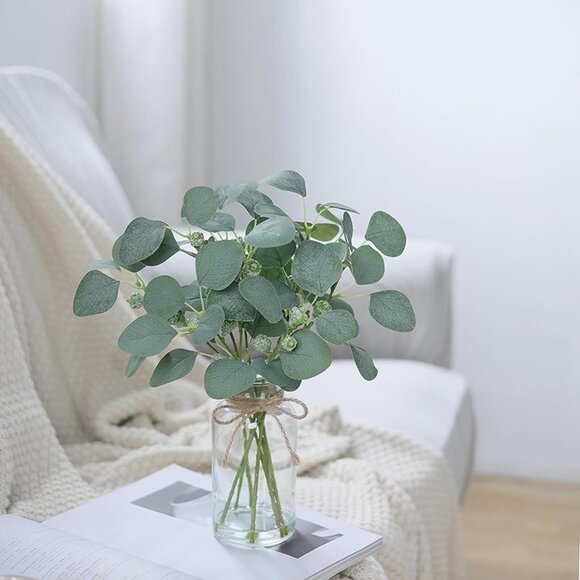 NEW 15" Fake Plant Eucalyptus Leaves White Seeds for Bathroom Shelves. - Picture 5 of 9